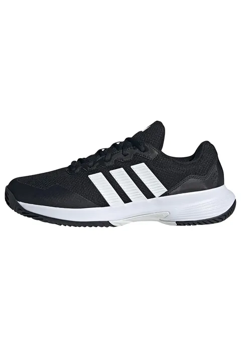adidas Uomo Gamecourt 2 Tennis Shoes, Core Black/Ftwr White/Silver Met., 36 2/3 EU