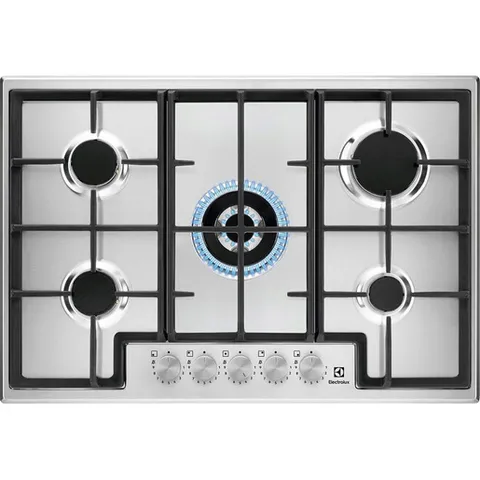Electrolux Piano Cottura a Gas, Serie 300, EGS75362X, 5 fuochi, SlimLine, 75 cm, Livello
