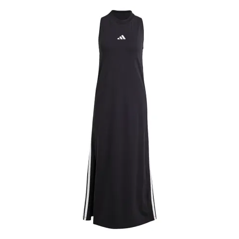 adidas Donna Essentials 3-Stripes Long Racerback Dress, Black/White, M