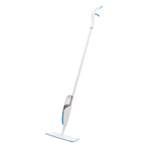 Amazon Basics Mocio Spray, 1 Mocio e 1 Panno in microfibra Riutilizzabile, Blu e Bianco