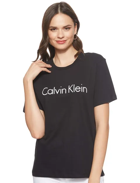 Calvin Klein T-Shirt Maniche Corte Donna Scollo Rotondo, Nero (Black), M
