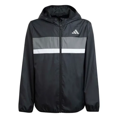 adidas Mixte enfant Tiberio Windbreaker, black/grey four/white, 5-6 Years