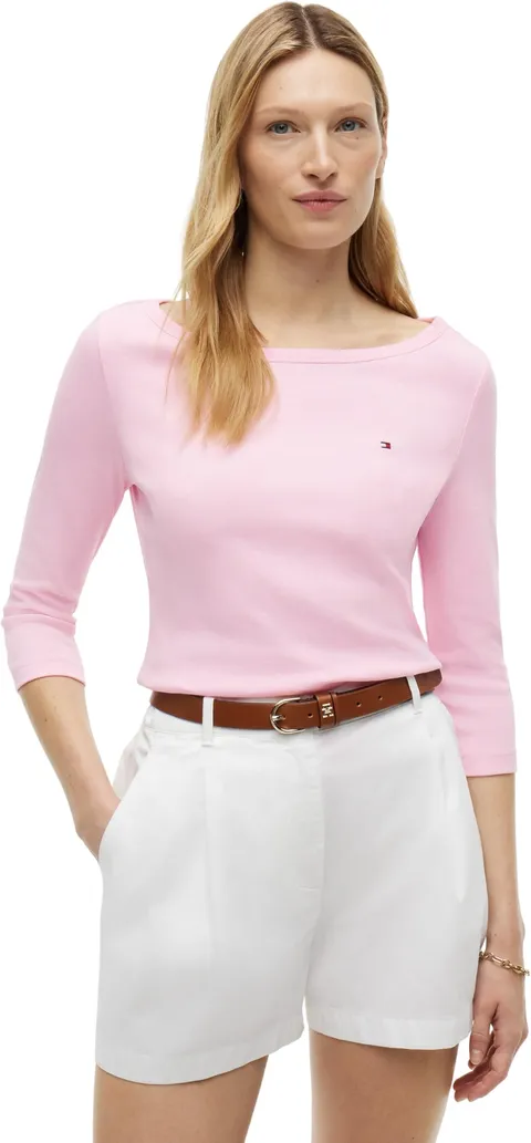Tommy Hilfiger Donna Maglietta Maniche Lunghe Cody con Scollo a Barca, Rosa (Classic