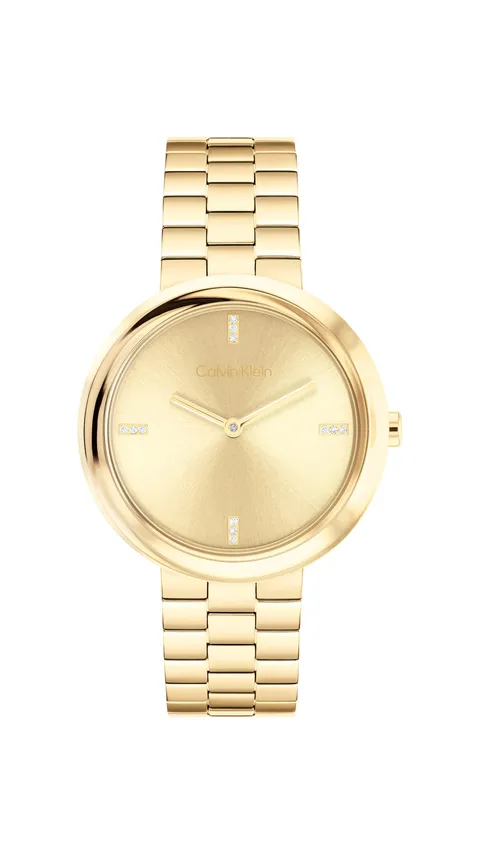 Calvin Klein Orologio Con Movimento Al Quarzo A Due Lancette da Donna Collezione TWISTED BEZEL con Cinturino in Acciaio Inossidabile di Colore Dorato - 25100094, Full Gold