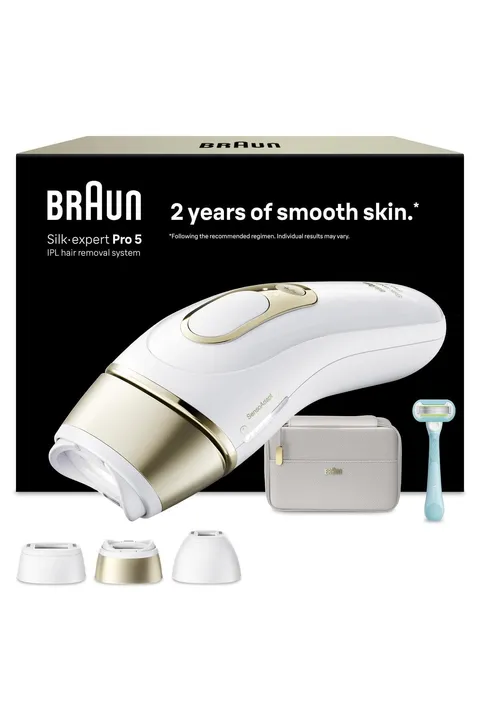 Braun Epilatore Lumiere Pulsee Silk·Expert Pro 5 PL5311, Bianco e Oro