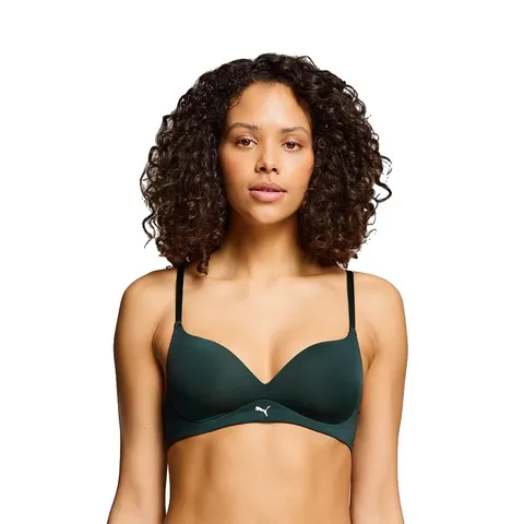 Puma Reggiseno Imbottito da Donna, Green Terrain, 2D
