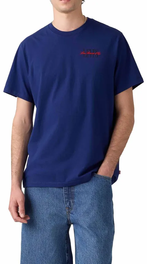 SS Relaxed Fit Tee Ssnl Serif 6 Blue Dep, Tbd104, L