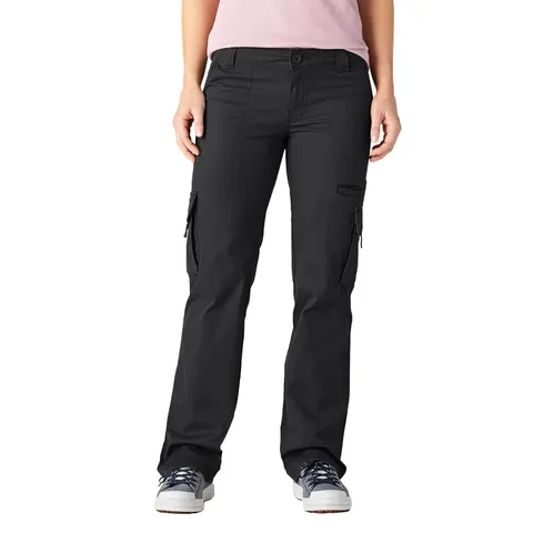 Dickies Donna, Pantaloni cargo in twill taglio dritto, NERO Risciacquato, 4/Regular