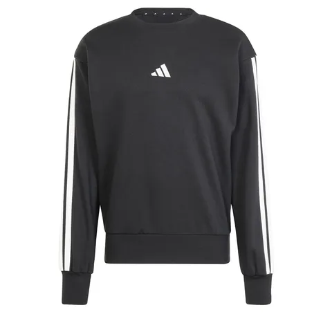 adidas Uomo Essential Three Stripes French Terry Sweatshirt, Black/White, L