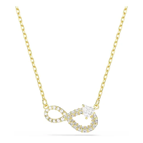 Swarovski Collana Hyperbola, Taglio Heart, Pavé, Infinito, Bianca, Placcato color oro