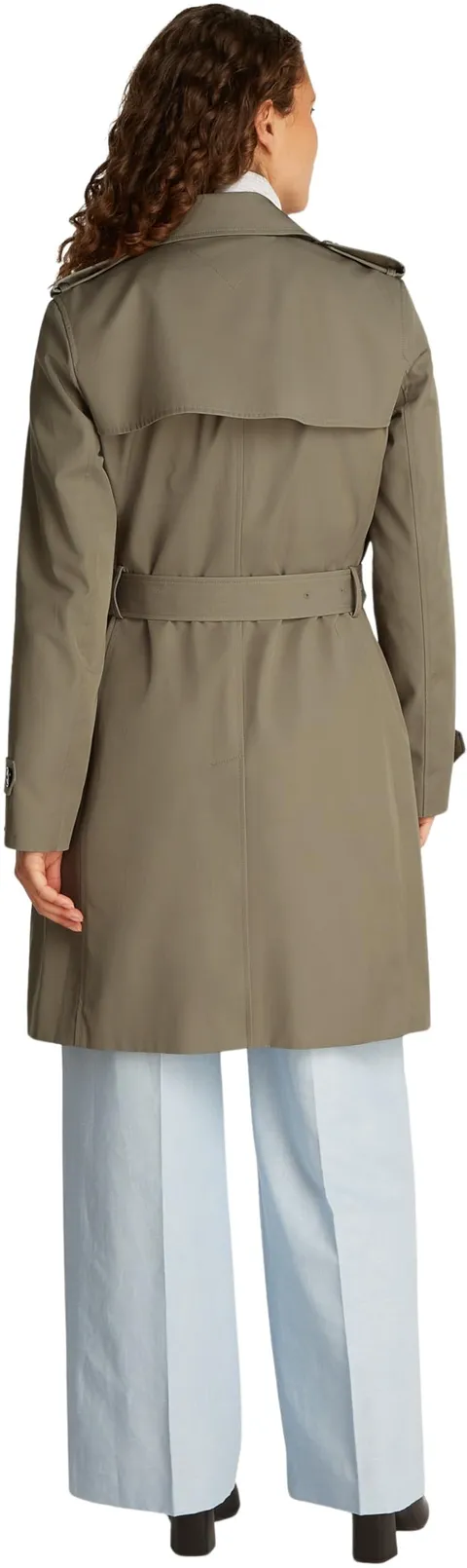 Tommy Hilfiger Donna Trench Cotton Slim Fit Corto, Marrone (Tundra Brown), 38