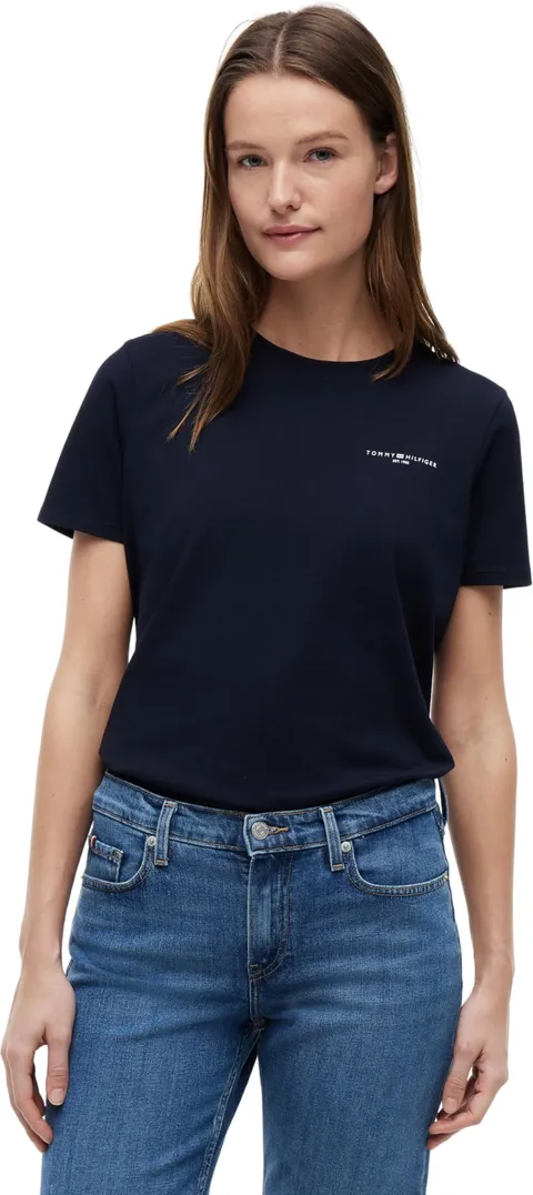Tommy Hilfiger T-Shirt Maniche Corte Donna 1985 Scollo Rotondo, Blu (NOS Desert Sky), M