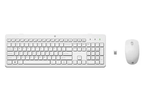 HP 230 Combo Tastiera e Mouse Wireless con Dongle USB-A a 2,4 GHz, Digitazione Silenziosa, Tasti Scelta Rapida e 12 Funzioni, Tastierino Numerico, Mouse a 1600 DPI, Rotella Scorrimento, Bianca