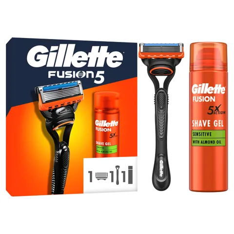 Gillette Fusion5 Rasoio Barba, 1 Rasoio Gillette + 1 Lametta di Ricambio, con Striscia