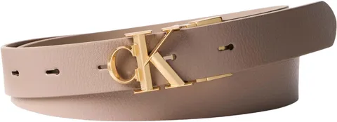 Calvin Klein Donna Cintura Facet Buckle 2,5 cm Pebble con Fibbia con Monogramma, Beige