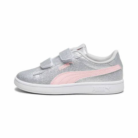 PUMA Smash 3.0 Glitz Glam V PS, Sneaker, Glacial Gray-Frosty Pink, 32 EU