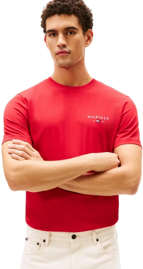 Tommy Hilfiger Maglietta da Uomo Love Hilfiger Tee MW0MW41456 S/S, Rossa, XXL, Rosso
