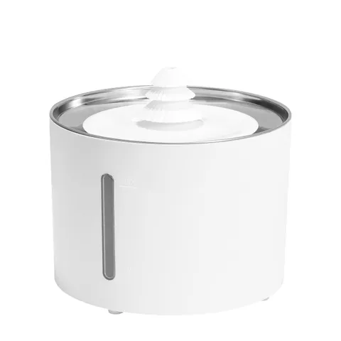 Amazon Basics Fontana d'acqua per gatti in acciaio inossidabile con 3 filtri, 3 L, Bianco
