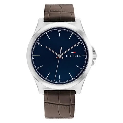 Tommy Hilfiger Orologio Analogico al Quarzo da Uomo con Cinturino in Pelle Marrone - 1710549