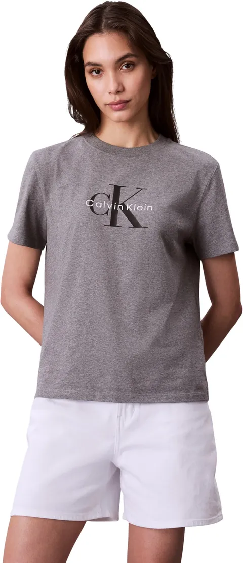 Calvin Klein Donna T-Shirt Maniche Corte Hero Classic Monologo Tee con Scollo Rotondo, Grigio (B30 Grey Heather), M
