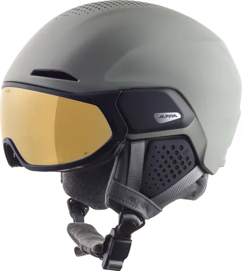 Alpina Unisex - Adulti, ALTO Q-LITE Casco da sci, moon-grey matt (gold mirror), 55-59 cm