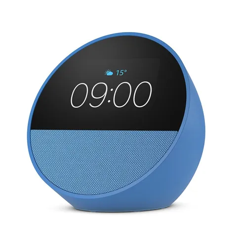 Amazon Echo Spot (modello 2024) | Sveglia intelligente con audio di qualità | Blu, con Accesso Anticipato ad Alexa+