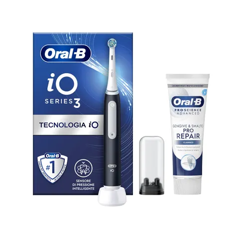 Oral-B Spazzolino Elettrico Ricaricabile iO 3N Nero, 1 Testina Di Ricambio, 1 Spazzolino