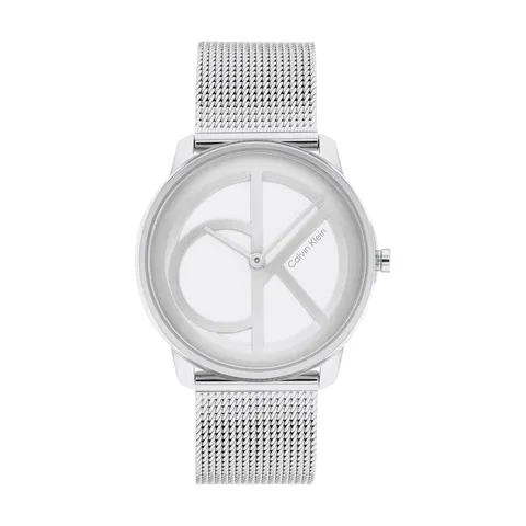 Calvin Klein Orologio Analogico al Quarzo Per Uomo e Donna Collezione ICONIC MESH - 35MM con Cinturino in Maglia Metallica in Acciaio Inossidabile Argentato - 25200032