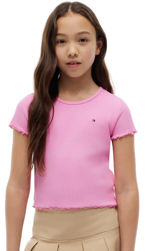Tommy Hilfiger Essential Rib Top SS Kg0kg08590 Altre Camicette, Rosa (Margarita Rosa), 7