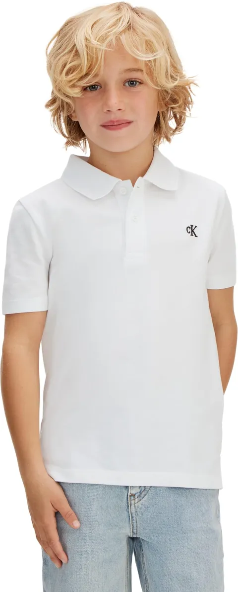 Calvin Klein Polo Solido Bambino LVCKSJB29B S/S Polo, Bianco (Bianco 11-0601 TCX), 4 Anni