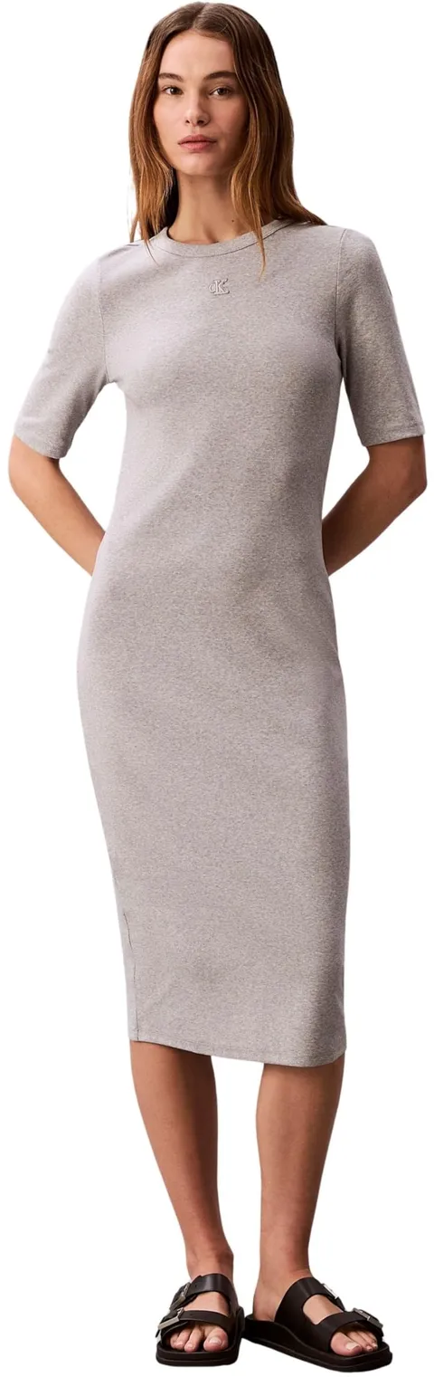 Calvin Klein Donna Abito Contour Midi, Grigio (Bc06 Grey Heather), M
