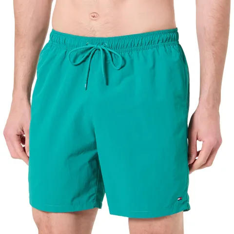 Tommy Hilfiger Uomo Pantaloncino da Bagno Long Drawstring con Logo, Verde (Rainforest