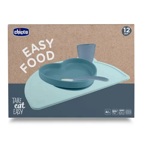 Chicco Set Pappa in Silicone Easy Food 12m+ | Set Svezzamento 4 Pezzi con Piatto Ventosa