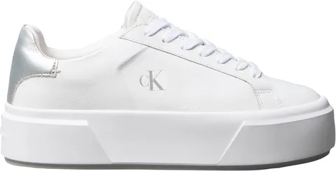 Calvin Klein Donna Sneakers con Suola Alta Lace Up con Zeppa, Bianco (Bright