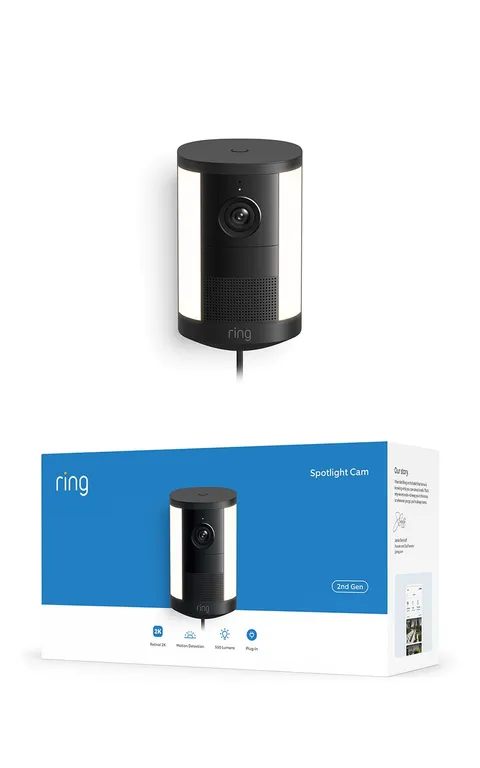 Ring Spotlight Cam 2K, Videocamera con faretti, plug-in (ultimo modello), video Retinal