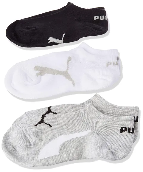 PUMA Bwt Sneaker 3p, Calzini Unisex - Bambini e ragazzi, White/Grey/Black, 27-30