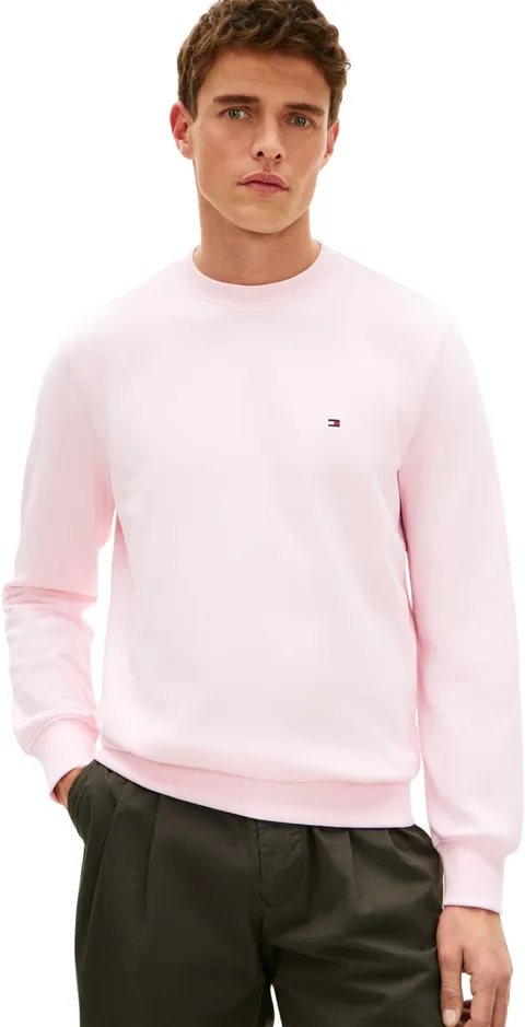 Tommy Hilfiger Uomo Felpa Essential Terry Crewneck con Scollo Rotondo, Rosa (Pink Lily), XS