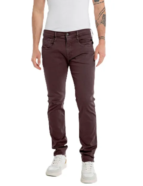 Replay Jeans da Uomo Anbass Slim Fit Hyperflex Colour X-Lite con Stretch, Old Wine 377