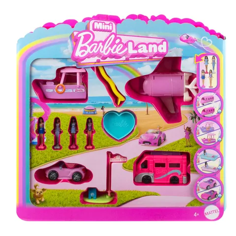 Barbie Mini BarbieLand - Set confezione speciale con 4 mini bambole Barbie e 4 mini