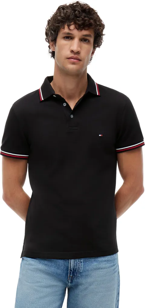 Tommy Hilfiger Polo Uomo con Punta Slim Fit MW0MW37346 S/S, Nero, 3XL, Nero (Nero), 3XL Plus