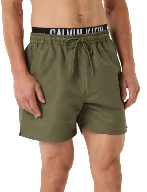 Calvin Klein Uomo Pantaloncino da Bagno Medium Drawstring Boxer con Cordoncino, Verde