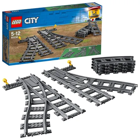 LEGO City Trains Switch Tracks 6 Pieces, Toy Train Track Extension Pack, Accessory Set