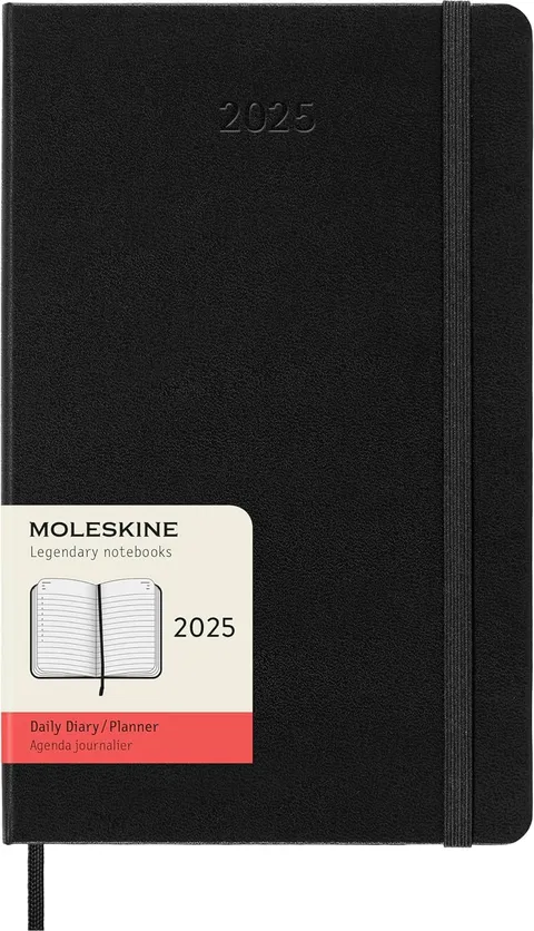 Moleskine Daily Planner, Agenda Giornaliera 12 Mesi 2025, Copertina Rigida e Chiusura
