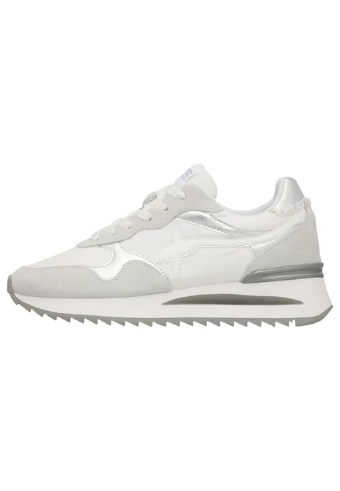 w6yz Sneakers in Tessuto Tecnico e Suede, Bianco-Argento-Bianco 39