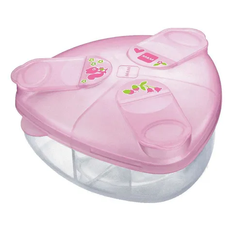 MAM Milk Box Contenitore Latte in Polvere, Porta Latte in Polvere con Scomparti da 40 g, Accessorio per Latte Artificiale e Integratori, Rosa