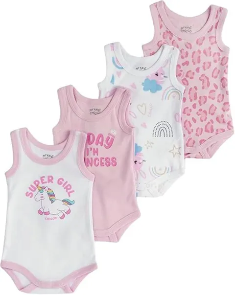 Chicco Set 4 Body Neonata Senza Maniche Cotone 0-24M
