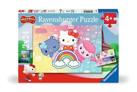 Ravensburger - Puzzle Bambini 4 Anni 2x24 Pezzi, Hello Kitty - Puzzle 4 Anni, Collezione