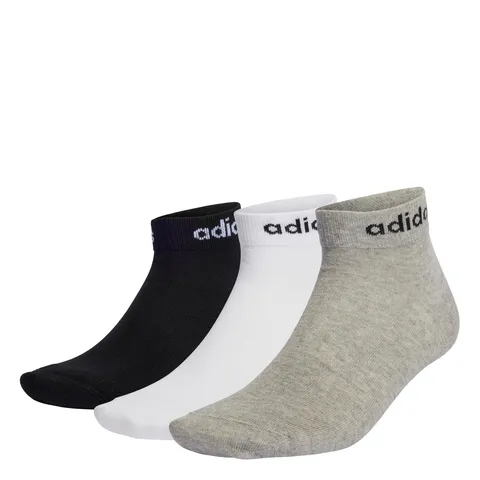 adidas Unisex - Adulto Think Linear Ankle Socks 3 Pairs, Medium Grey Heather/White/Black