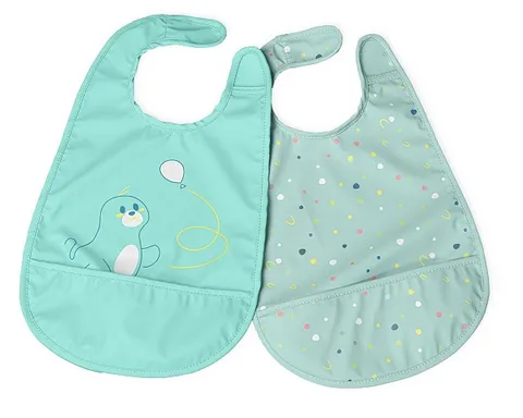 Chicco Set 2 Bavaglini Pappa Impermeabili 6m+, Bavaglia Svezzamento con Protezione