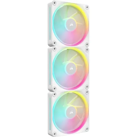 CORSAIR iCUE LINK LX120 RGB 120 mm PWM Ventole Confezione Tripla - Doppio Anello Luminoso - Include iCUE LINK System Hub - Tecnologia CORSAIR AirGuide - Bianco